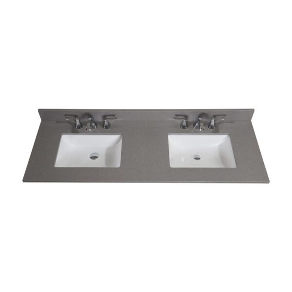 Altair 63061-CTP-MG Imperia 61 Inch Double Bathroom Vanity Top in Mountain Gray with Ceramic Rectangle Undermount Sinks