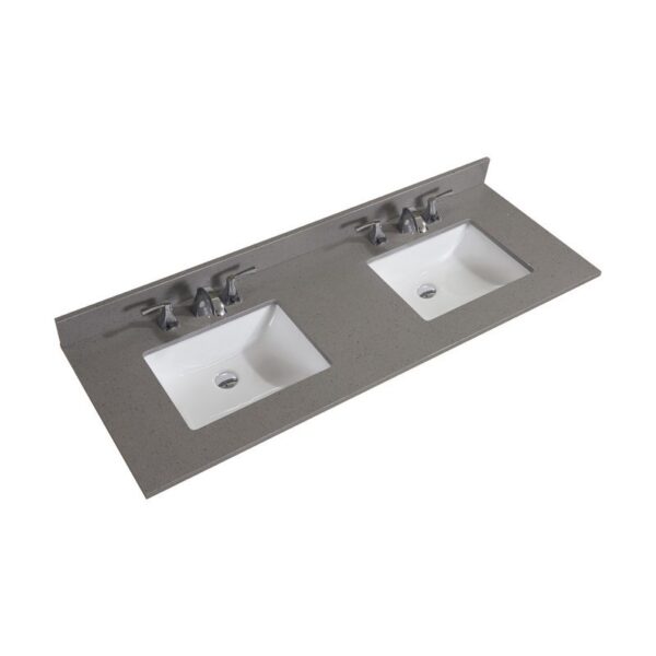 Altair 63061-CTP-MG Imperia 61 Inch Double Bathroom Vanity Top in Mountain Gray with Ceramic Rectangle Undermount Sinks