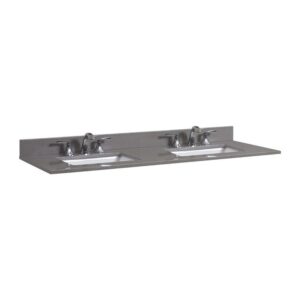 Altair 63061-CTP-MG Imperia 61 Inch Double Bathroom Vanity Top in Mountain Gray with Ceramic Rectangle Undermount Sinks