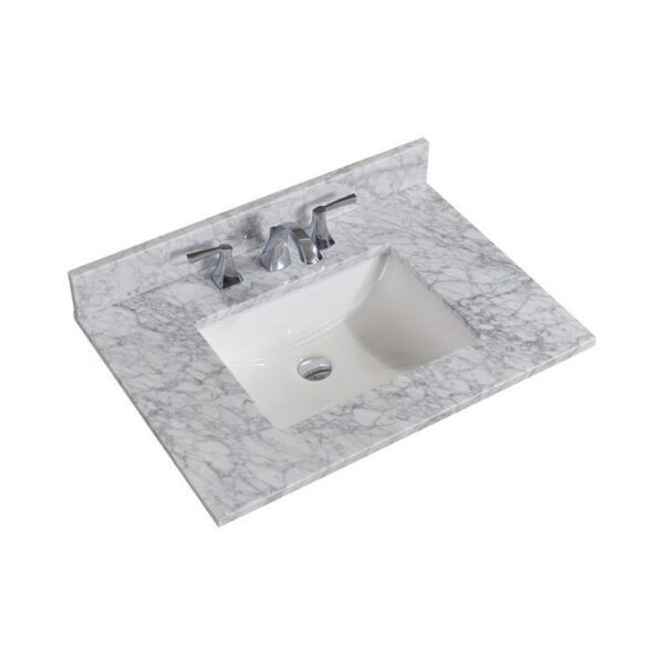 Altair 64031-CTP-CA Oristano 31 Inch Single Bathroom Vanity Top in Italian Carrara White with Ceramic Rectangle Undermount Sink