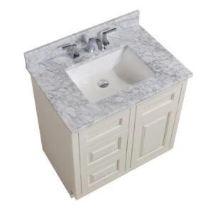 Altair 64031-CTP-CA Oristano 31 Inch Single Bathroom Vanity Top in Italian Carrara White with Ceramic Rectangle Undermount Sink