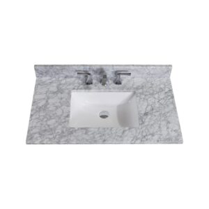 Altair 64037-CTP-CA Oristano 37 Inch Single Bathroom Vanity Top in Italian Carrara White with Ceramic Rectangle Undermount Sink