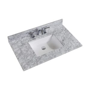 Altair 64037-CTP-CA Oristano 37 Inch Single Bathroom Vanity Top in Italian Carrara White with Ceramic Rectangle Undermount Sink