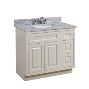 Altair 64037-CTP-CA Oristano 37 Inch Single Bathroom Vanity Top in Italian Carrara White with Ceramic Rectangle Undermount Sink