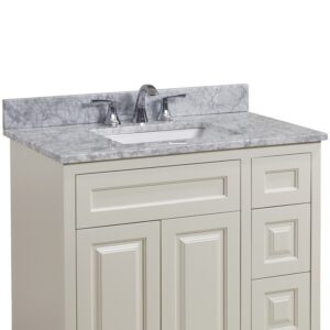 Altair 64037-CTP-CA Oristano 37 Inch Single Bathroom Vanity Top in Italian Carrara White with Ceramic Rectangle Undermount Sink