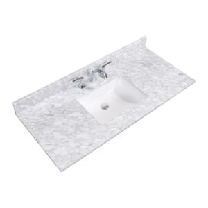 Altair 64049-CTP-CA Oristano 49 Inch Single Bathroom Vanity Top in Italian Carrara White with Ceramic Rectangle Undermount Sink