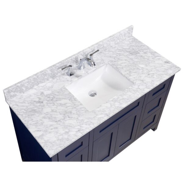 Altair 64049-CTP-CA Oristano 49 Inch Single Bathroom Vanity Top in Italian Carrara White with Ceramic Rectangle Undermount Sink