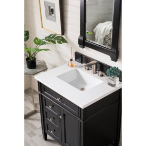 James Martin 650-V30-3WZ Brittany 30 Inch Single Vanity with 3cm White Zeus Quartz Top