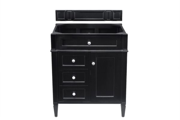 James Martin 650-V30-BKO-3GEX Brittany 30 Inch Single Vanity in Black Onyx with 3 cm Grey Expo Quartz Top with Sink