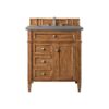 James Martin 650-V30-SBR-3GEX Brittany 30 Inch Single Vanity in Saddle Brown with 3 CM Grey Expo Quartz Top