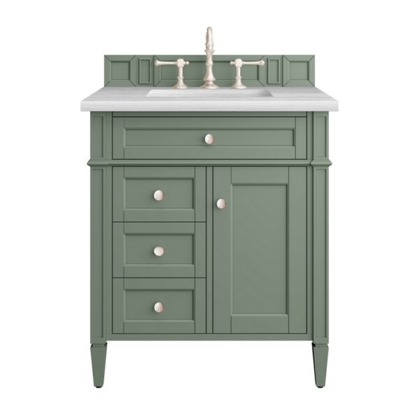 James Martin 650-V30-SC-3AF Brittany 30 Inch Smokey Celadon Single Sink Vanity with 3 cm Arctic Fall Top