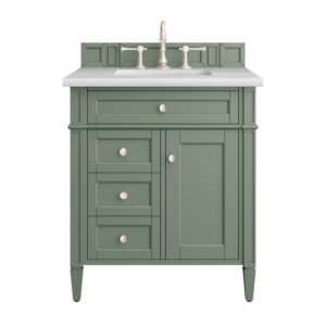 James Martin 650-V30-SC-3AF Brittany 30 Inch Smokey Celadon Single Sink Vanity with 3 cm Arctic Fall Top