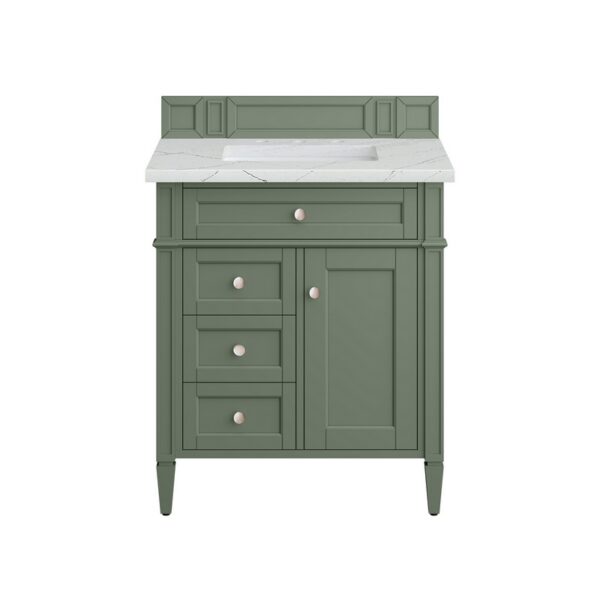 James Martin 650-V30-SC-3ENC Brittany 30 Inch Smokey Celadon Single Sink Vanity with 3 cm Ethereal Noctis Top