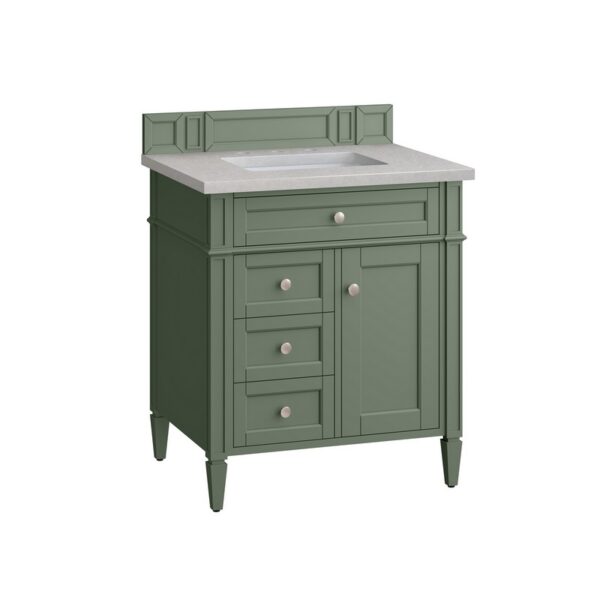 James Martin 650-V30-SC-3ESR Brittany 30 Inch Smokey Celadon Single Sink Vanity with 3 cm Eternal Serena Top