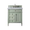 James Martin 650-V30-SGR-3CAR Brittany 30 Inch Single Vanity in Sage Green with 3 CM Carrara Marble Top