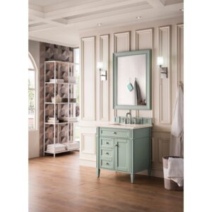 James Martin 650-V30-SGR-3EMR Brittany 30 Inch Single Vanity in Sage Green with 3 CM Eternal Marfil Quartz Top