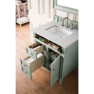 James Martin 650-V30-SGR-3ESR Brittany 30 Inch Single Vanity in Sage Green with 3 CM Eternal Serena Quartz Top