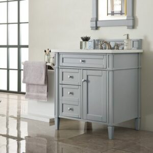 James Martin 650-V30-UGR-3AF Brittany 30 Inch Single Vanity in Urban Gray with 3 cm Arctic Fall Solid Surface Top