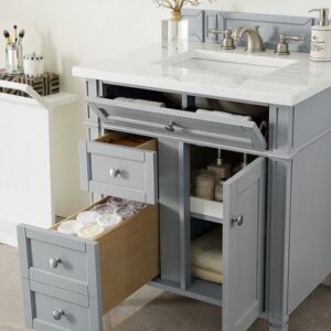 James Martin 650-V30-UGR-3CAR Brittany 30 Inch Single Vanity in Urban Gray with 3 cm Carrara Marble Top