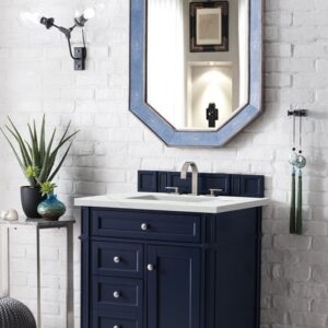 James Martin 650-V30-VBL-3ENC Brittany 30 Inch Single Vanity Cabinet with Ethereal Noctis Quartz Top - Victory Blue