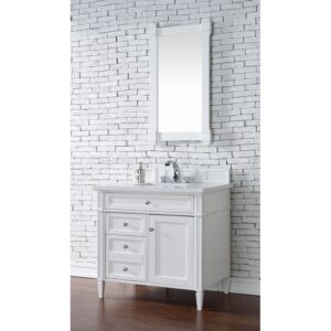 James Martin 650-V36-3WZ Brittany 36 Inch Single Vanity with 3cm White Zeus Quartz Top