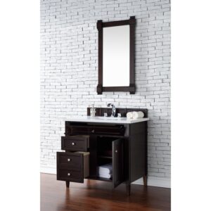 James Martin 650-V36-3WZ Brittany 36 Inch Single Vanity with 3cm White Zeus Quartz Top