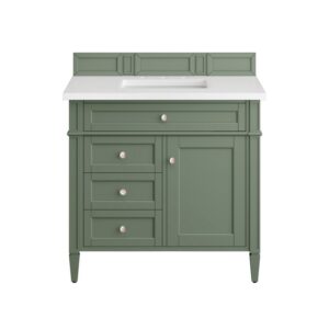 James Martin 650-V36-3WZ Brittany 36 Inch Single Vanity with 3cm White Zeus Quartz Top