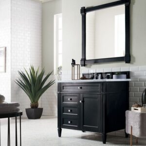 James Martin 650-V36-BKO-3AF Brittany 36 Inch Black Onyx Single Vanity with 3 cm Arctic Fall Solid Surface Top