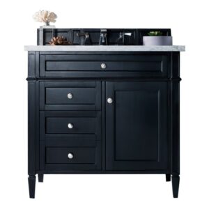 James Martin 650-V36-BKO-3CAR Brittany 36 Inch Black Onyx Single Vanity with 3 cm Carrara Marble Top