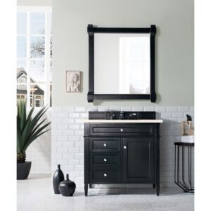 James Martin 650-V36-BKO-3EMR Brittany 36 Inch Black Onyx Single Vanity with 3 CM Eternal Marfil Quartz Top