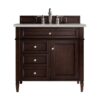 James Martin 650-V36-BNM-3ESR Brittany 36 Inch Burnished Mahogany Single Vanity with 3 CM Eternal Serena Quartz Top