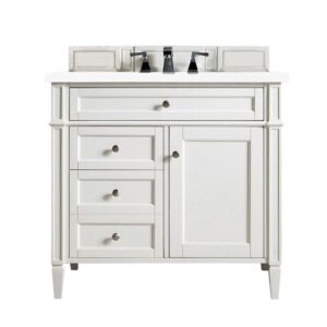 James Martin 650-V36-3WZ Brittany 36 Inch Single Vanity with 3cm White Zeus Quartz Top