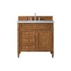 James Martin 650-V36-SBR-3CAR Brittany 36 Inch Saddle Brown Single Vanity with 3 CM Carrara Marble Top