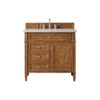 James Martin 650-V36-SBR-3ESR Brittany 36 Inch Saddle Brown Single Vanity with 3 CM Eternal Serena Quartz Top