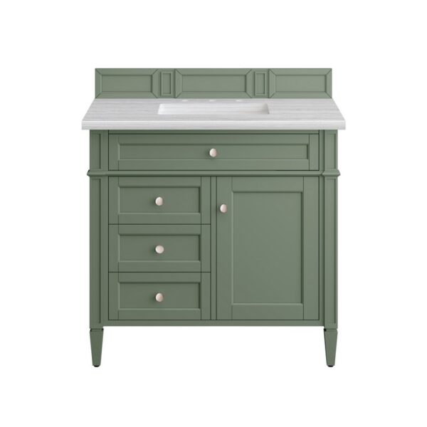 James Martin 650-V36-SC-3AF Brittany 36 Inch Smokey Celadon Single Sink Vanity with 3 cm Arctic Fall Top