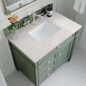 James Martin 650-V36-SC-3AF Brittany 36 Inch Smokey Celadon Single Sink Vanity with 3 cm Arctic Fall Top