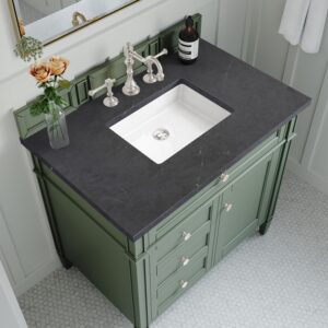 James Martin 650-V36-SC-3CSP Brittany 36 Inch Smokey Celadon Single Sink Vanity with 3 cm Charcoal Soapstone Top