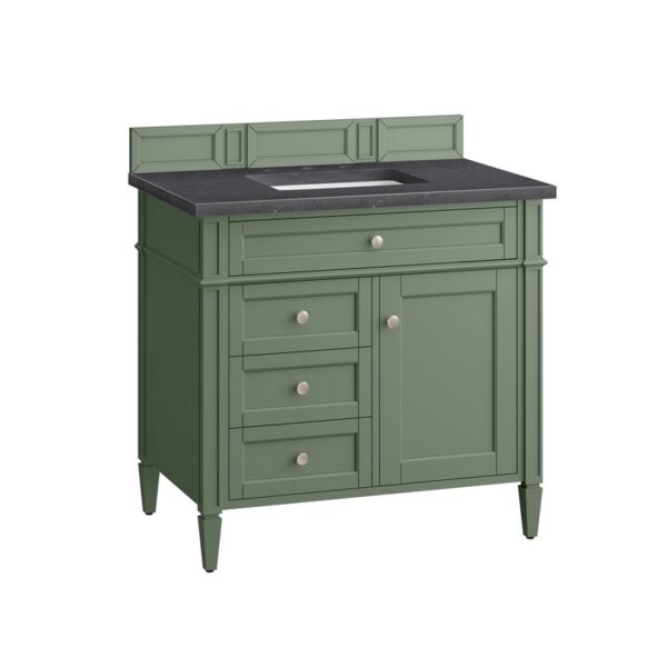 James Martin 650-V36-SC-3CSP Brittany 36 Inch Smokey Celadon Single Sink Vanity with 3 cm Charcoal Soapstone Top