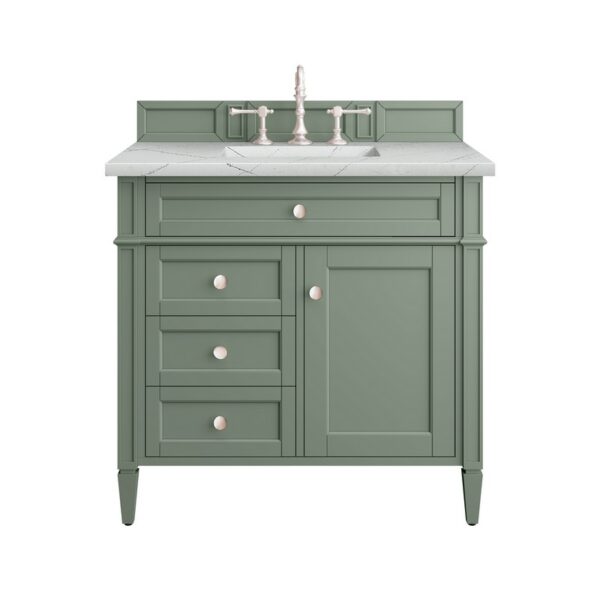 James Martin 650-V36-SC-3ENC Brittany 36 Inch Smokey Celadon Single Sink Vanity with 3 cm Ethereal Noctis Top