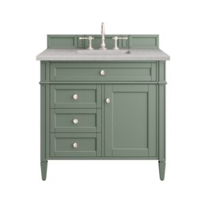 James Martin 650-V36-SC-3ESR Brittany 36 Inch Smokey Celadon Single Sink Vanity with 3 cm Eternal Serena Top