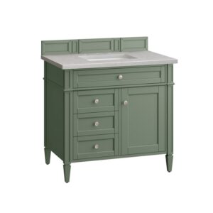 James Martin 650-V36-SC-3ESR Brittany 36 Inch Smokey Celadon Single Sink Vanity with 3 cm Eternal Serena Top