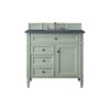 James Martin 650-V36-SGR-3CSP Brittany 36 Inch Sage Green Single Vanity with 3 CM Charcoal Soapstone Quartz Top