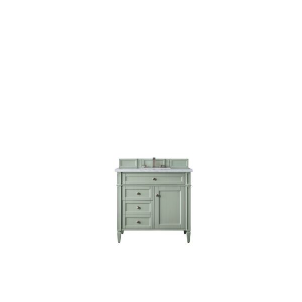 James Martin 650-V36-SGR-3EJP Brittany 36 Inch Sage Green Single Vanity with 3 CM Eternal Jasmine Pearl Quartz Top