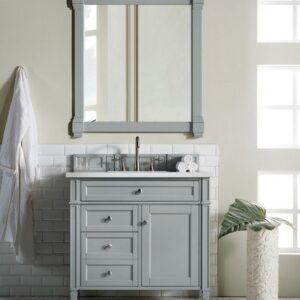 James Martin 650-V36-UGR-3CAR Brittany 36 Inch Urban Gray Single Vanity with 3 cm Carrara Marble Top