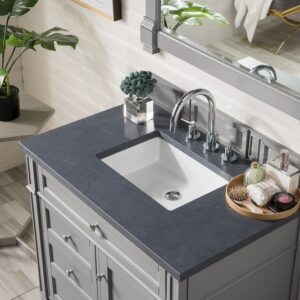 James Martin 650-V36-UGR-3CSP Brittany 36 Inch Urban Gray Single Vanity with 3 cm Charcoal Soapstone Quartz Top with Sink