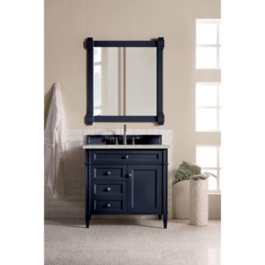 James Martin 650-V36-VBL-3ESR Brittany 36 Inch Victory Blue Single Vanity with 3 CM Eternal Serena Quartz Top