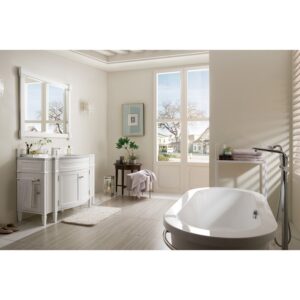 James Martin 650-V46R-BW-CAR Brittany 46 Inch Single Vanity in Bright White with 3 CM Carrara Marble Top