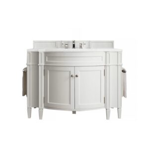 James Martin 650-V46R-WZ Brittany 46 1/2 Inch Single Vanity with 3 CM White Zeus Quartz Top