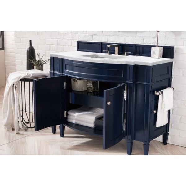 James Martin 650-V46R-VBL-AF Brittany 46 Inch Single Vanity in Victory Blue with 3 CM Arctic Fall Solid Surface Top