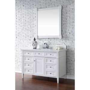 James Martin 650-V48-3WZ Brittany 48 Inch Single Vanity with 3cm White Zeus Quartz Top